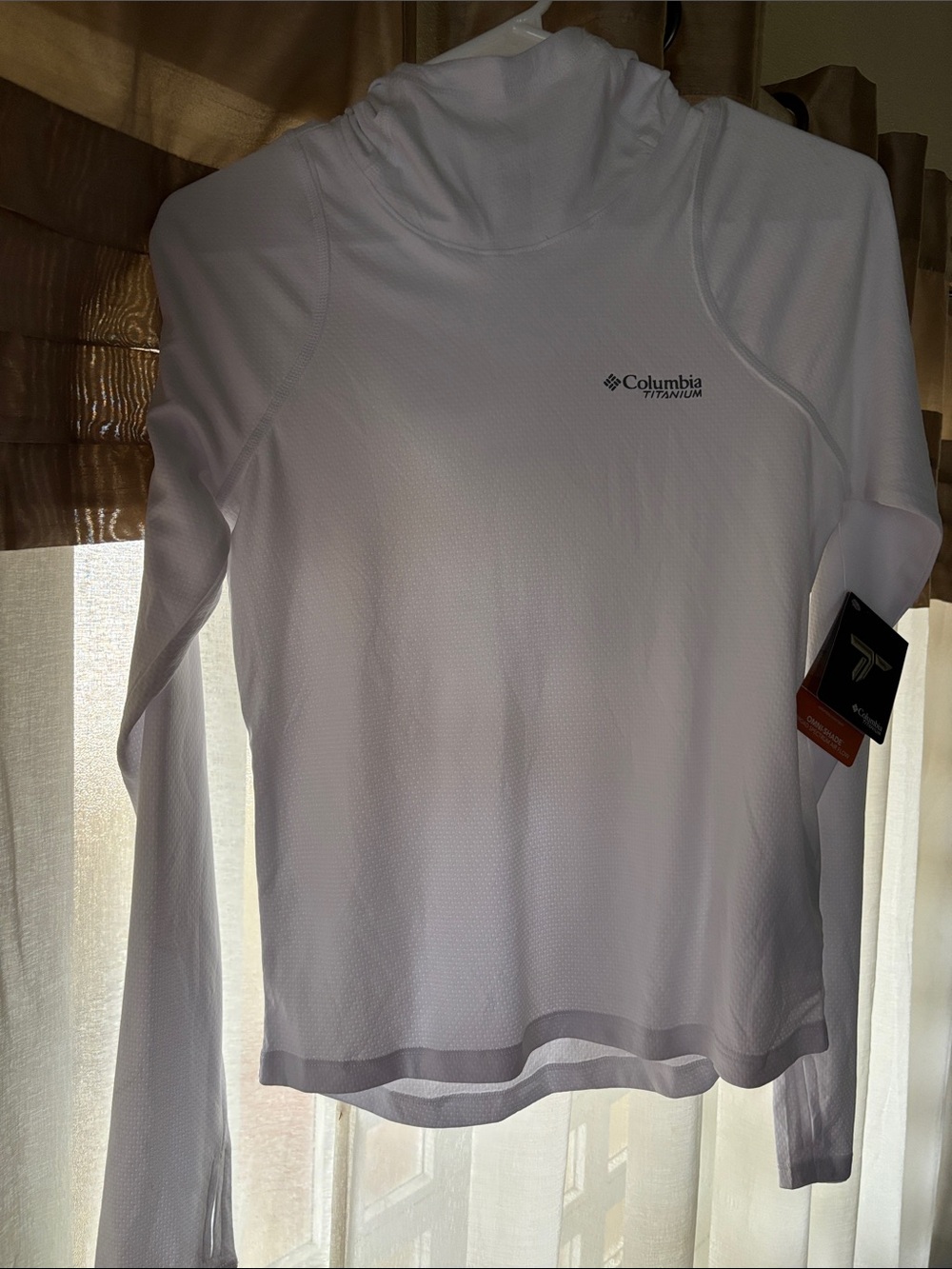 Columbia White Titanium Women’s Long-Sleeve Hooded Sun Shirt